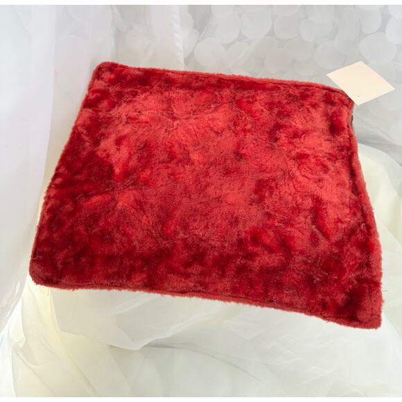 Vintage 60’s Christmas Needlepoint Pillow COVER Poinsettia Red Velvet FOLK ART - Picture 4 of 6